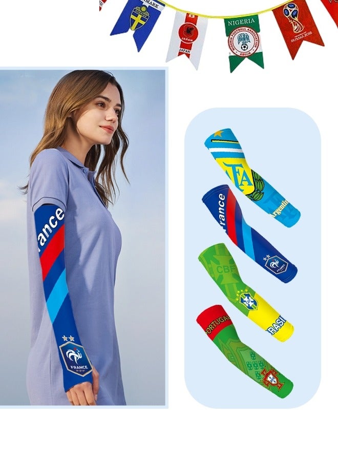 France Chearing Arm Sleeves for Fans Men Women Sun Sleeves UV Sun Protection Compression Arm Sleeves