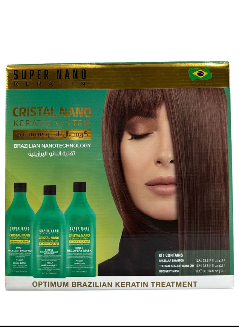 CRISTAL NANO KERATIN SYSTEM BRAZILIAN NANOTECHNOLOGY 3*1000ML