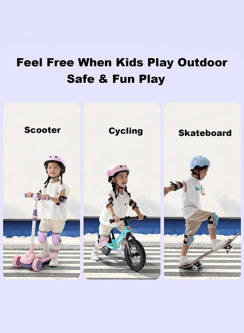 Kids Bike Helmet for 3-8 Years Adjustable Skateboard Helmet with Knee Elbow Pads and Wrist Guard for Roller Skates Cycling