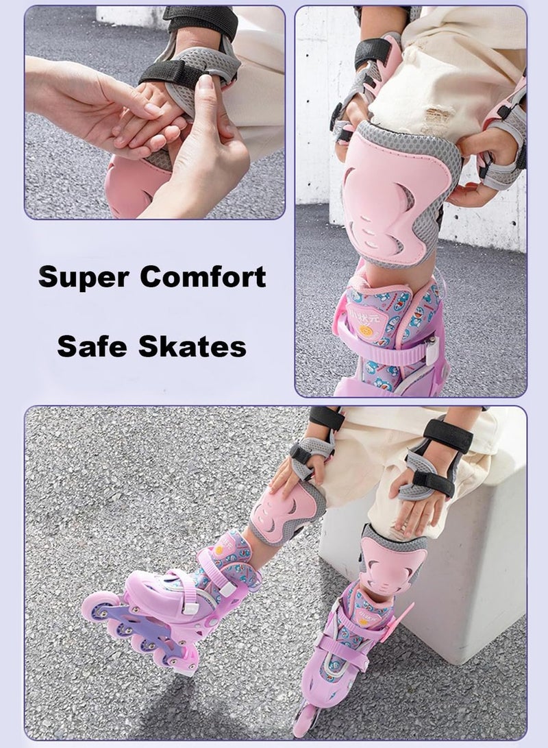 Kids Bike Helmet for 3-8 Years Adjustable Skateboard Helmet with Knee Elbow Pads and Wrist Guard for Roller Skates Cycling