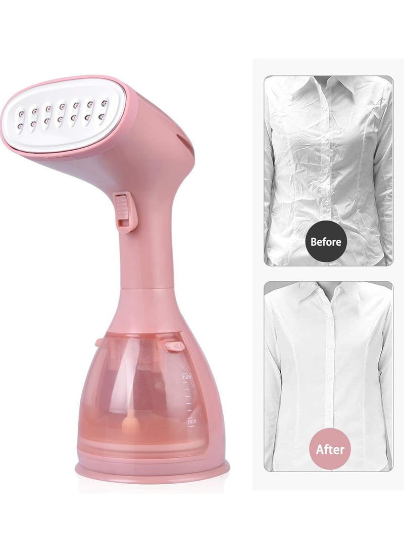 Clothes Steamer, Handheld Garment Steamer 1500W 280ml Travel Steam Vertical Strong Steam Iron Auto Cut-Off Powerful For Home, Office & Travel (Pink)