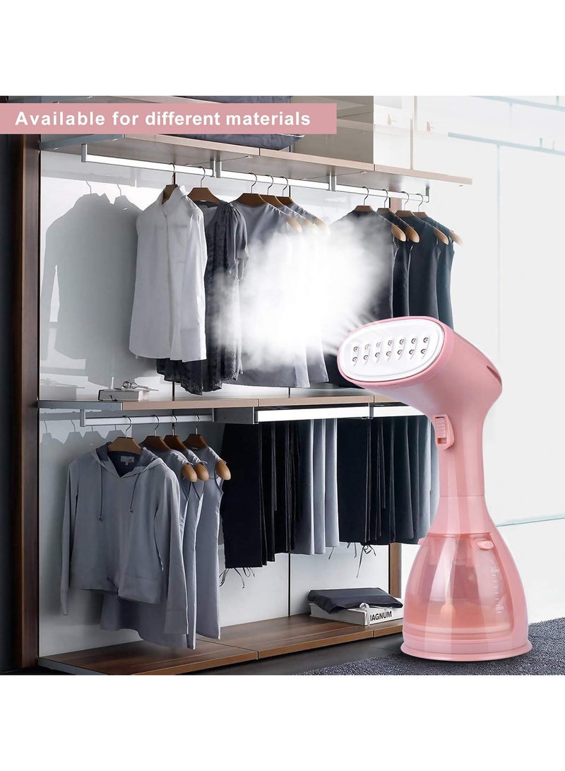 Clothes Steamer, Handheld Garment Steamer 1500W 280ml Travel Steam Vertical Strong Steam Iron Auto Cut-Off Powerful For Home, Office & Travel (Pink)