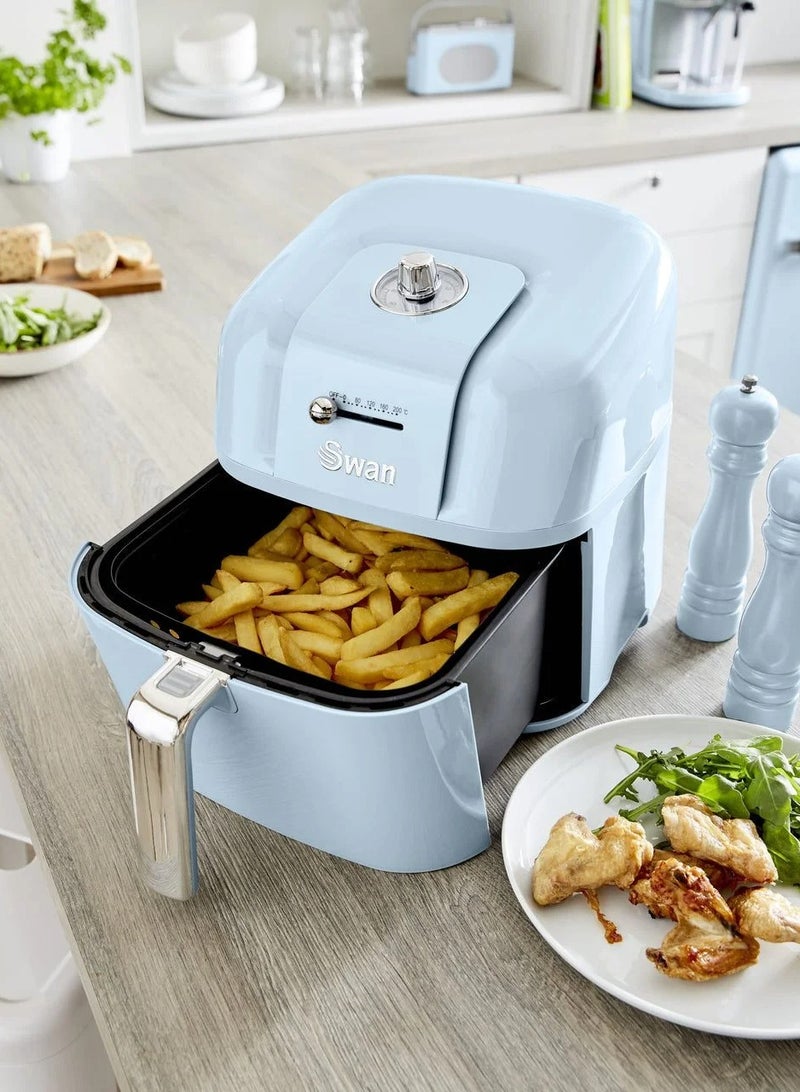 Retro 6L Manual Air Fryer with Rapid Air Circulation, Adjustable Temperature, 60 Minute Timer, 1800W Retro Blue