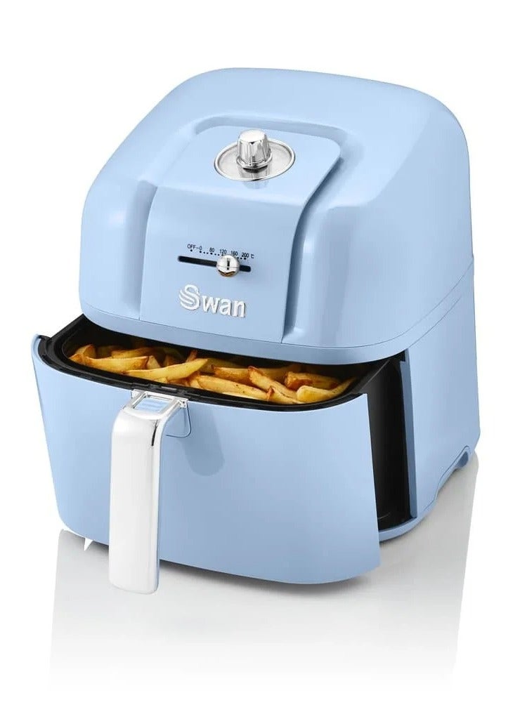 Retro 6L Manual Air Fryer with Rapid Air Circulation, Adjustable Temperature, 60 Minute Timer, 1800W Retro Blue