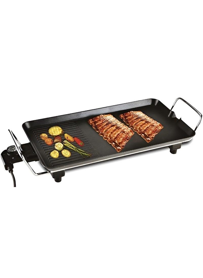 Electric Grill for BBQ & Roast, Fast Heating, Non-Stick Coating, Cool-Touch Handles, Adjustable Temperature for Meat & Vegetables, Ideal for Family Occasions & Indoor Gatherings