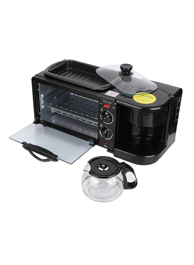 Breakfast Station Multifunctional Oven Electric 3 in 1 Household Breakfast Machine with Coffee maker and Griddle for Family Breakfast Afternoon Tea Supper Black (Color : BLACK, Size : Without cover)