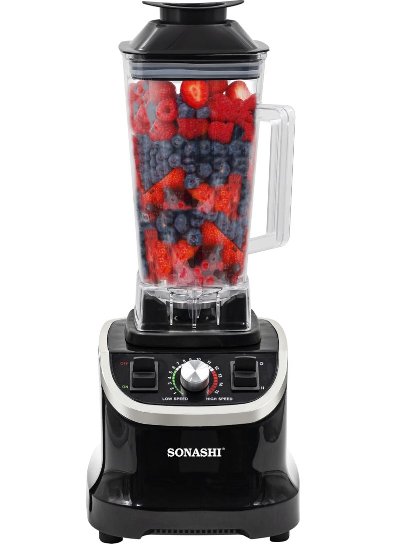 2-in-1 High-Speed Blender with 2L Unbreakable Jar | 15 Speeds with Pulse Control & Overheat Protection | Grinding/Blending/Ice Crushing | Blender for Shakes, Smoothies, Nuts and Ice 1000W SB-197 2 L 1000 W SB-197 Black