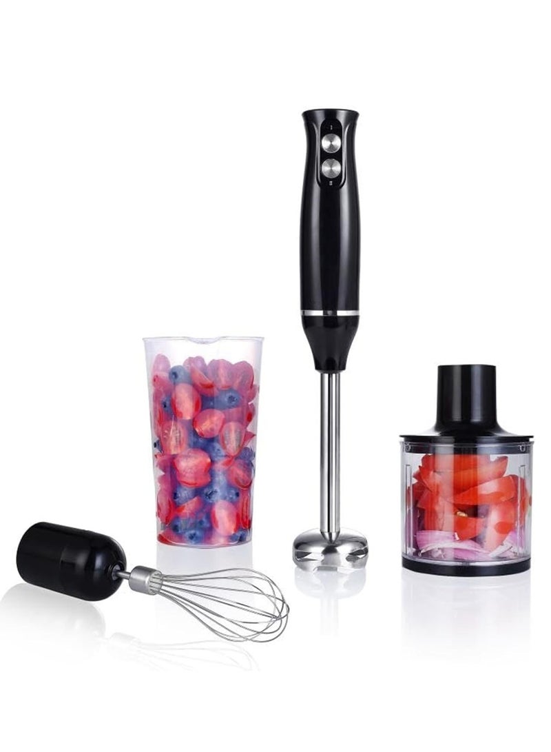 4-in-1 Hand Blender - 500W Powerful Motor, BPA-Free Accessories, Adjustable Speed and Turbo Boost, Ergonomic Grip, Easy Clean and Store, Immersion Handheld Blender, Stainless Blades