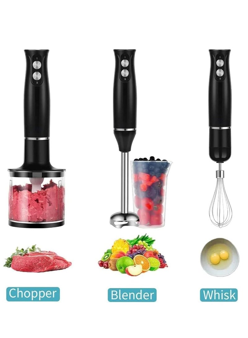 4-in-1 Hand Blender - 500W Powerful Motor, BPA-Free Accessories, Adjustable Speed and Turbo Boost, Ergonomic Grip, Easy Clean and Store, Immersion Handheld Blender, Stainless Blades