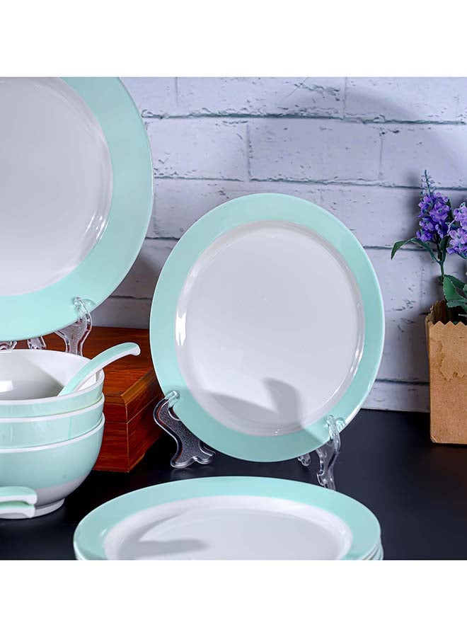 Royalford 32pcs Melamineware Dinner Set RF12511 Includes Deep and Side Plates, Serving and Rice Bowls and Soup Spoons Dishwasher-Safe and Freezer-Friendly Food-Grade Multicolor 3kg