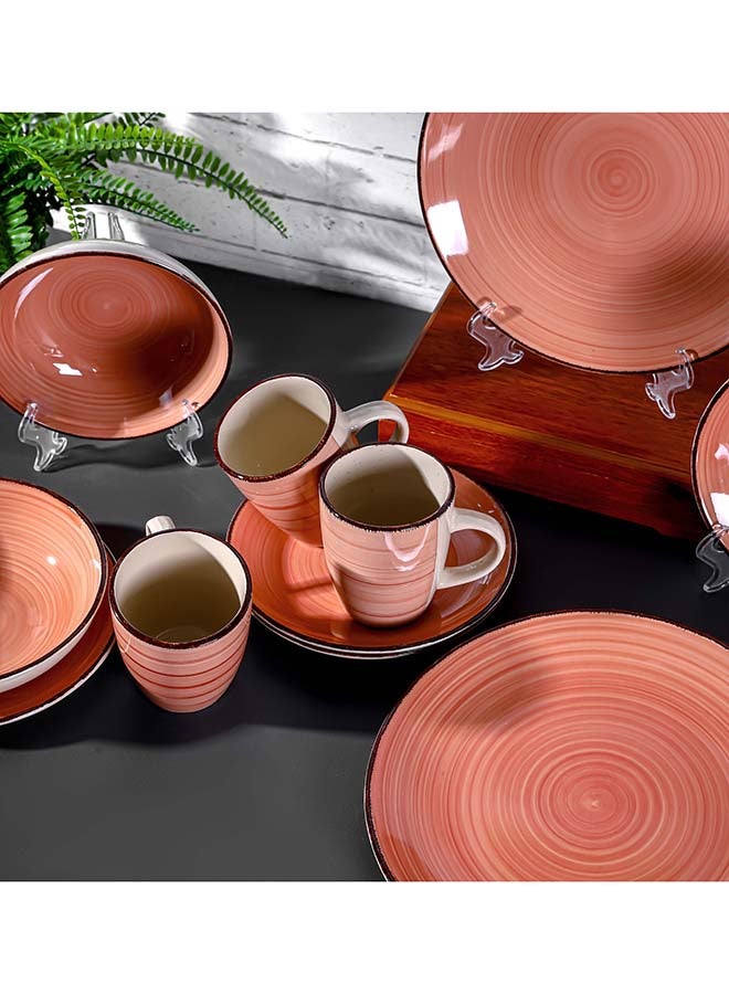 Royalford 16pcs Stoneware Dinner Set RF12410 Includes Dinner and Dessert Plates, Soup Bowls and Mugs Dishwasher-Safe, Microwave-Safe and Freezer-Safe Perfect for Home, Gifting Multicolor 3kg