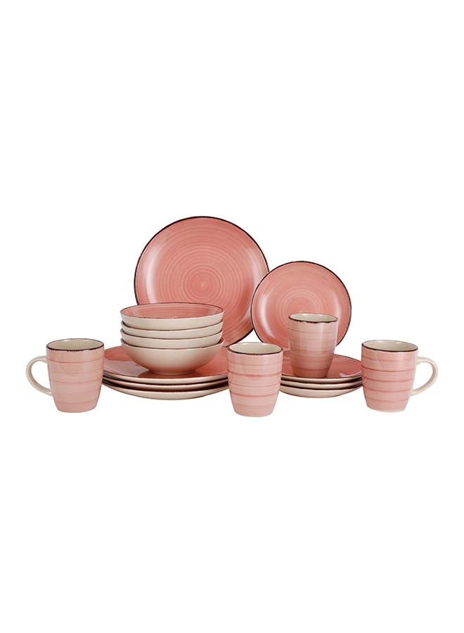 Royalford 16pcs Stoneware Dinner Set RF12410 Includes Dinner and Dessert Plates, Soup Bowls and Mugs Dishwasher-Safe, Microwave-Safe and Freezer-Safe Perfect for Home, Gifting Multicolor 3kg