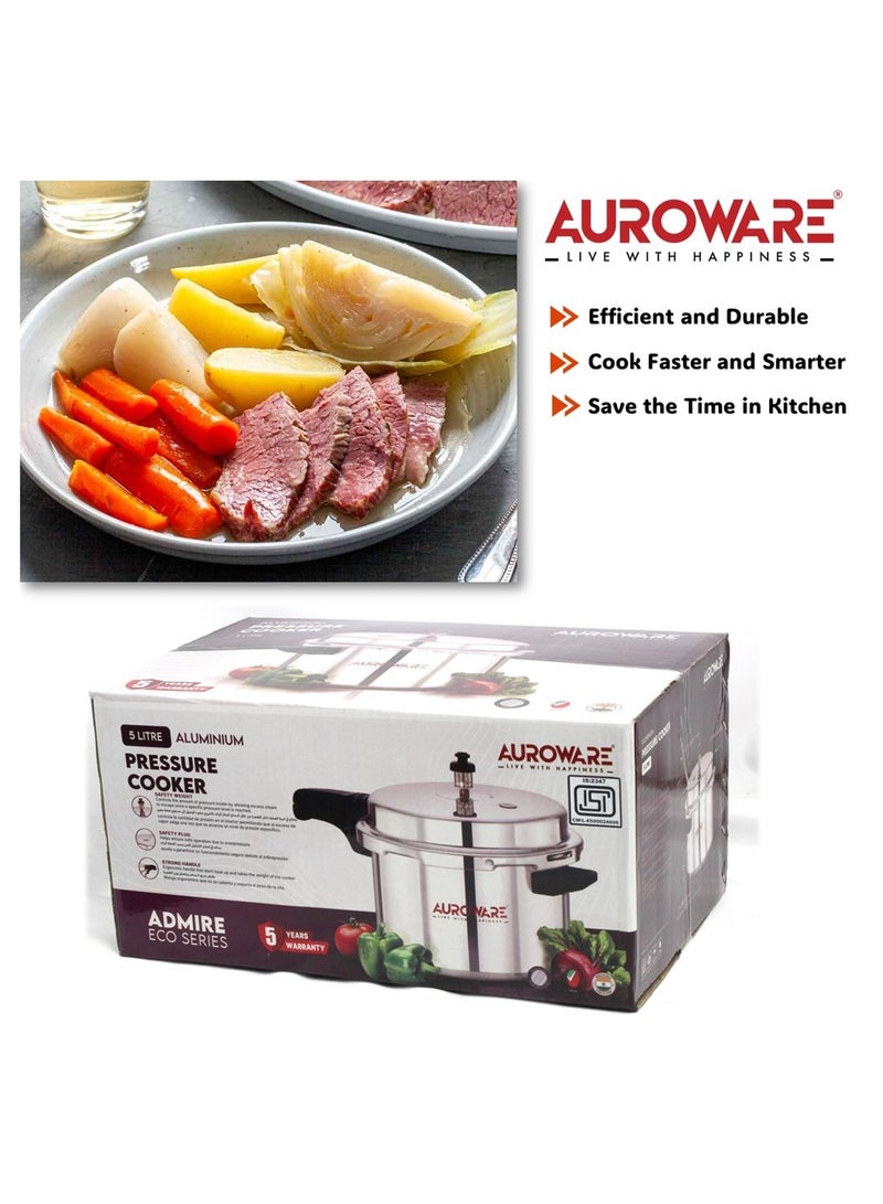 Auroware 5 Liter Pressure Cooker Aluminum Heavy Duty Comfortable for Cooking chicken beef mutton more