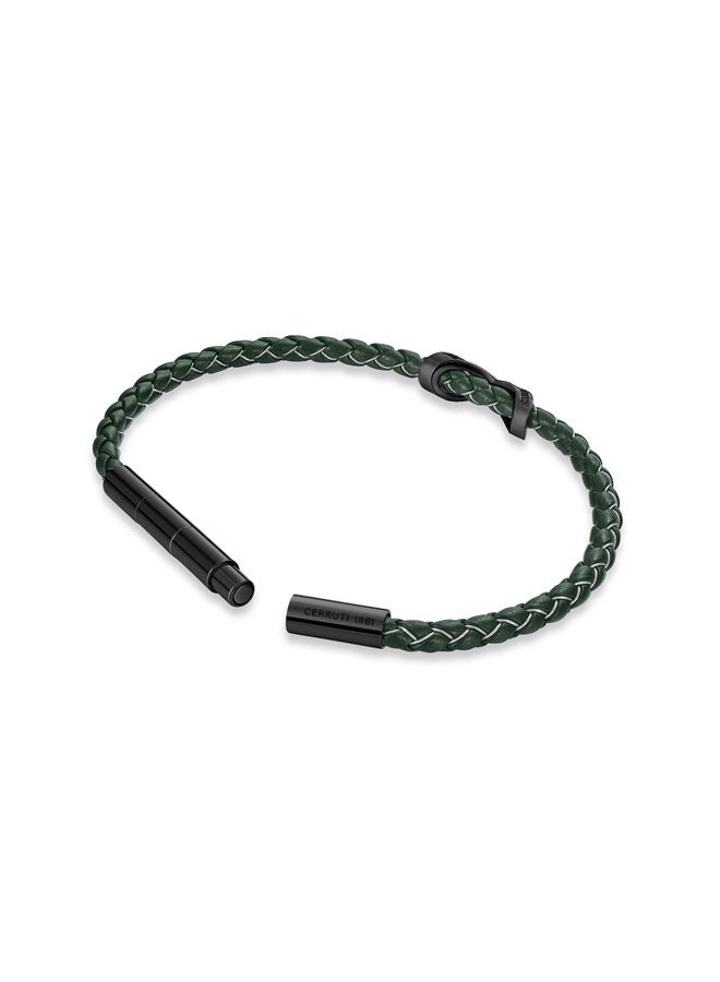 Franco Black and Green Leather Bracelet