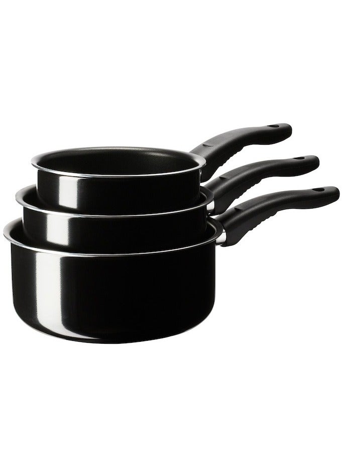 Saucepan, set of 3, black