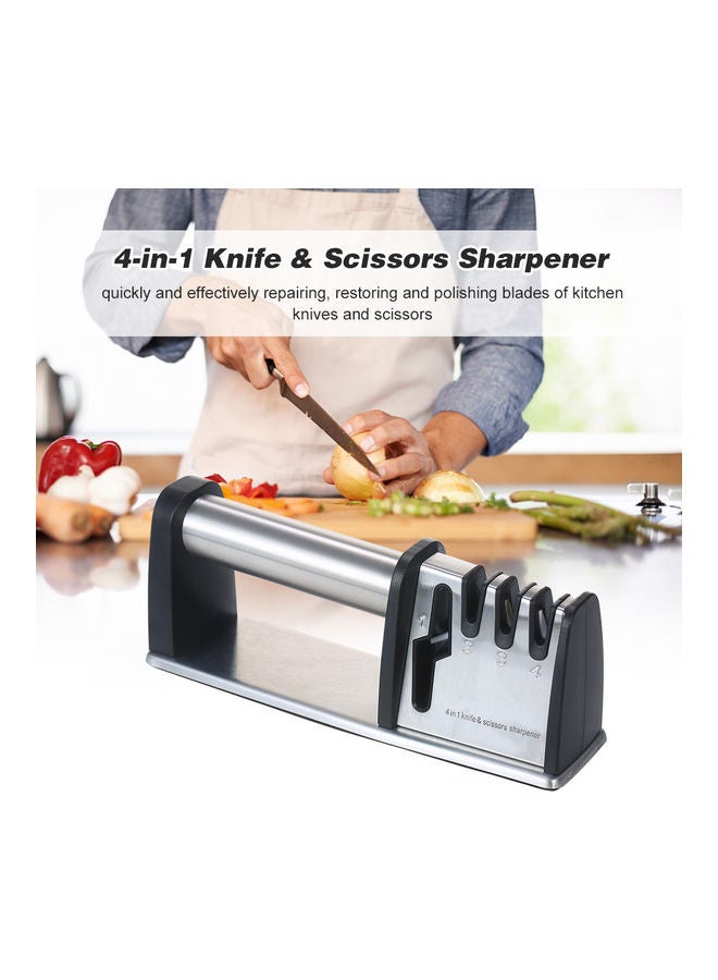 4-in-1 Knife and Scissor Sharpener Silver