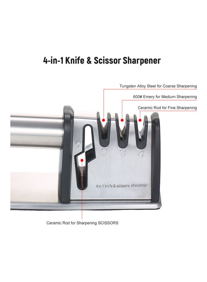 4-in-1 Knife and Scissor Sharpener Silver