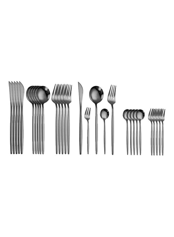 30-Piece Stainless Steel Cutlery Set Black