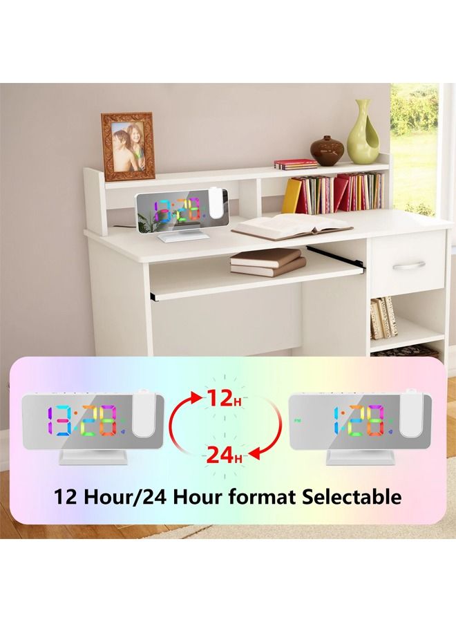 LED Digital Smart Alarm Clock Watch Table Electronic Desktop Clocks USB Wake Up Clock with 180° Time Projection Snooze