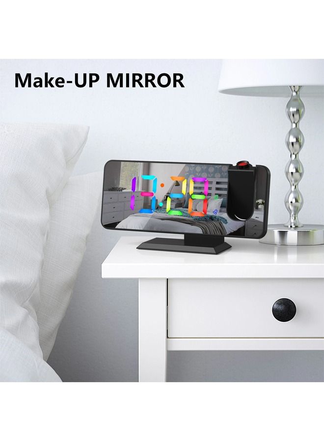 LED Digital Smart Alarm Clock Watch Table Electronic Desktop Clocks USB Wake Up Clock with 180° Time Projection Snooze