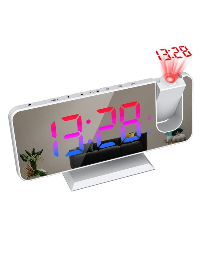 LED Digital Smart Alarm Clock Watch Table Electronic Desktop Clocks USB Wake Up Clock with 180° Time Projection Snooze