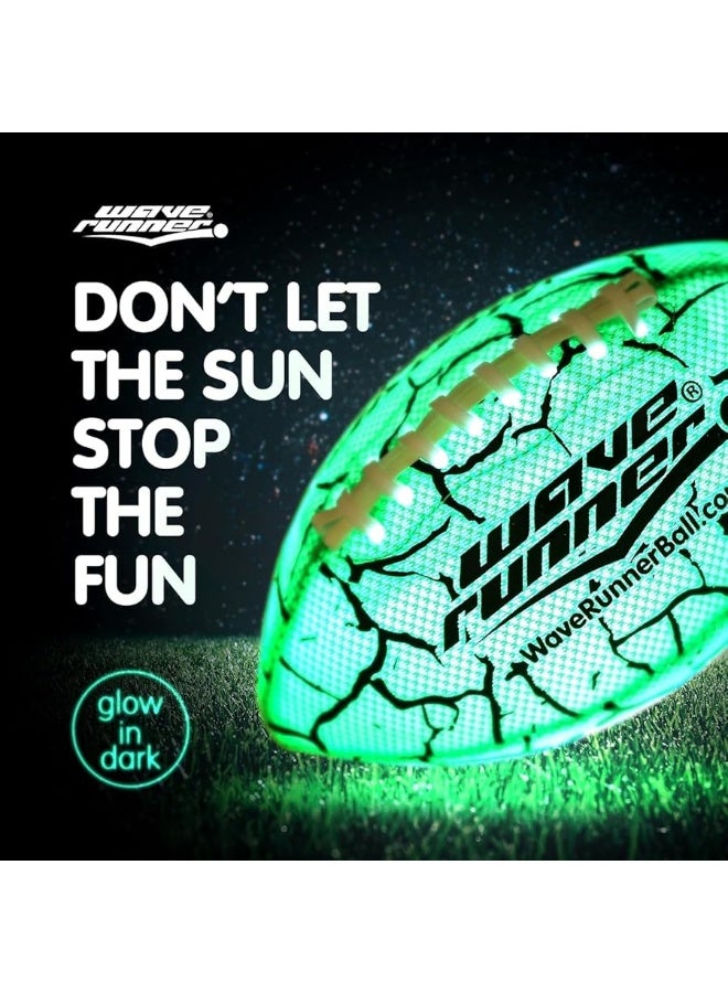 Wave Runner Glow in The Dark LED Light Junior Football Waterproof Double Laced Football Night Sports and Games Waterproof Ball for Pool Beach and Backyard Random Color 2023 New Version W Pump