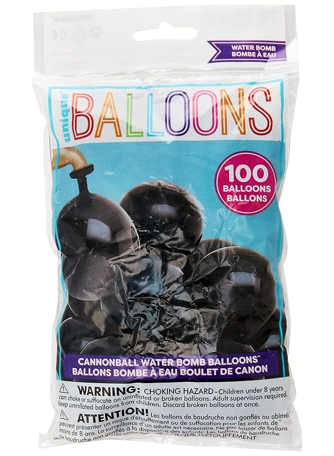 Black Cannonball Water Bomb Balloons 100 Count  RapidFill  FunExplosive Balloon Party Pack Perfect for Summer Parties  Events