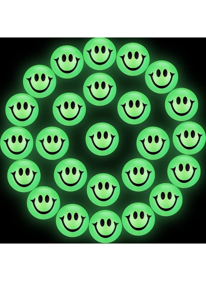 24 Pcs Glow in The Dark Smile Face Bouncing Balls, Mini High Bounce Bouncy Balls for Teens, Glowing Christmas, Valentine Birthday Party Favors Goodie Bag Fillers for Boys and Girls 6 Years Old +