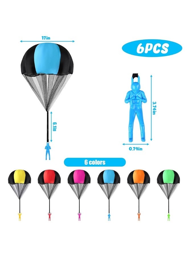 MCPINKY 6PCS Parachute Toys for Kids Parachute Army Men Toy TangleFree Throwing Toy Parachute 6 Colors for Kids Birthday Party