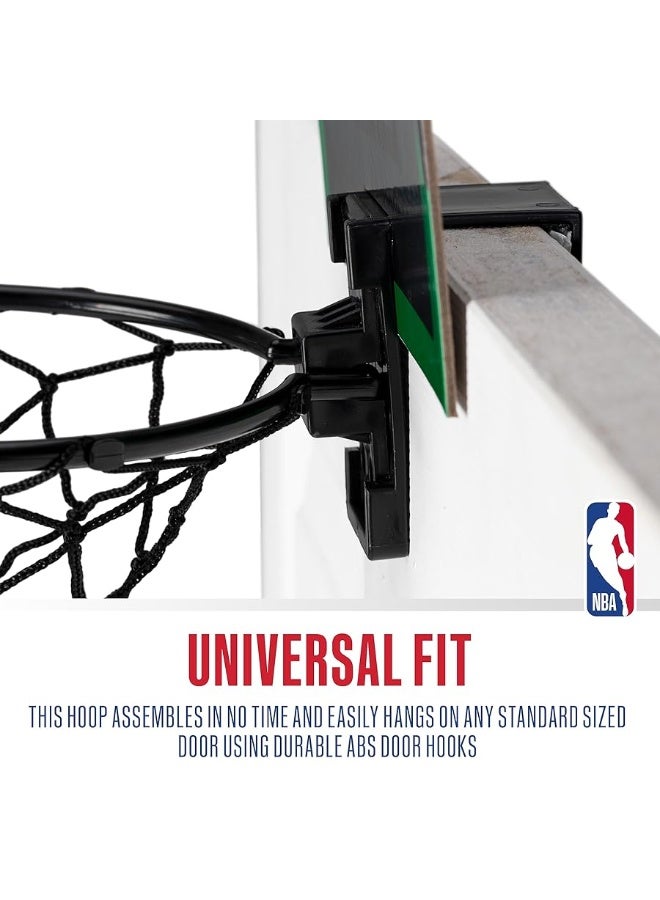 Franklin Sports NBA Mini Over the Door Basketball Hoop - Kids Indoor Mini Basketball Hoop with Basketball - NBA Fan Shop Mini Hoop for Bedroom + Office - Over the Door Mini Hoop Set