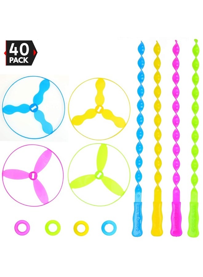 Big Mo's Toys Flying Discs - Twist Disc Flyer Saucers with Launchers for Party Favors and Prizes Outdoor Toy - 40 Sets