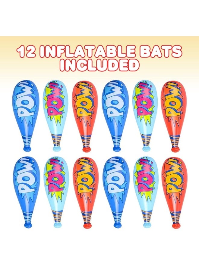 ArtCreativity 20 Inch Pow Inflatable Baseball Bats, (Pack of 12), Baseball Goodie Bags Favors & Superhero Birthday Boy Party Favors, Inflatable Toys for Kids, Carnival Party Prizes for Kids