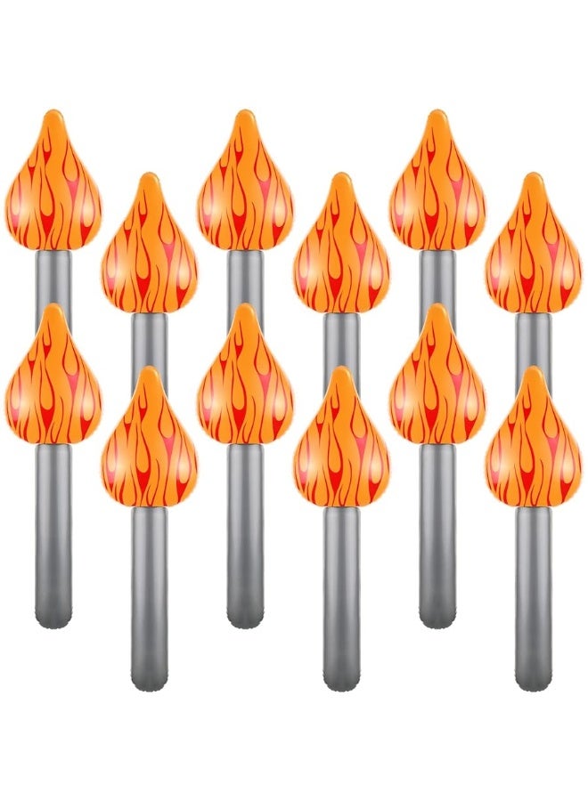 12 Pcs Inflatable Torch Fun Torch Inflates for Olympic Games Fake Olympic Torch Plastic Olympic Decorations for Medieval Luau Themed Party Sports Competitions Stage Performance Props, 16 Inches