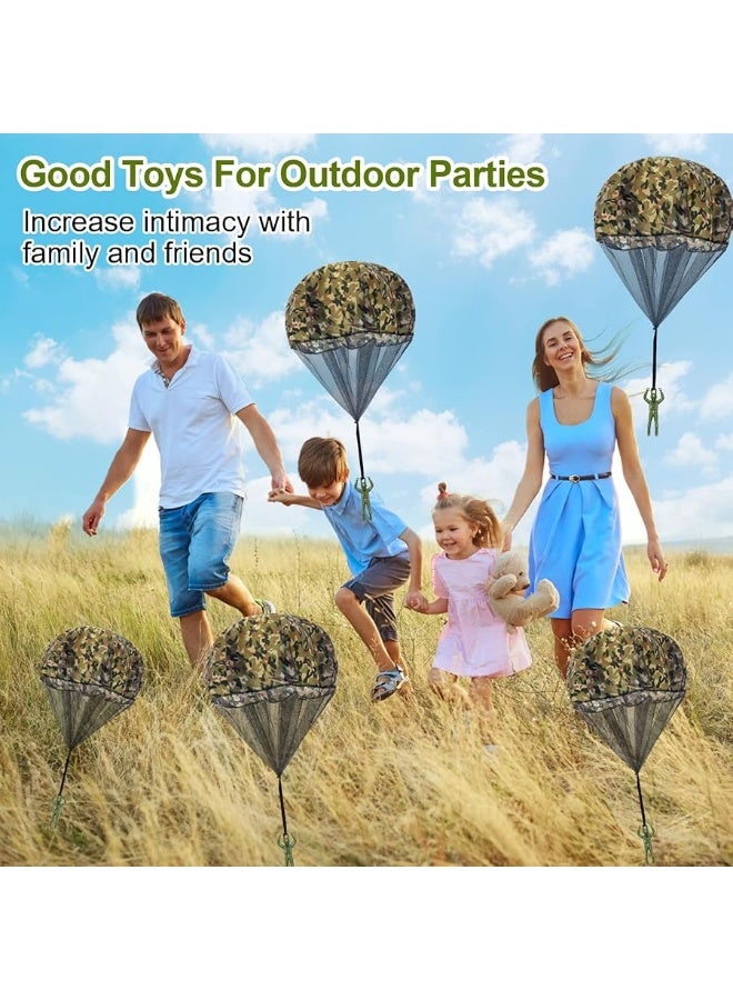 10 Pcs Parachute Toy, Camo Green Parachute Men Toy Tangle Free Throwing Hand Throw Outdoor Flying Gifts Paratrooper Toy No Battery nor Assembly Required