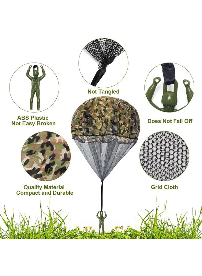 10 Pcs Parachute Toy, Camo Green Parachute Men Toy Tangle Free Throwing Hand Throw Outdoor Flying Gifts Paratrooper Toy No Battery nor Assembly Required