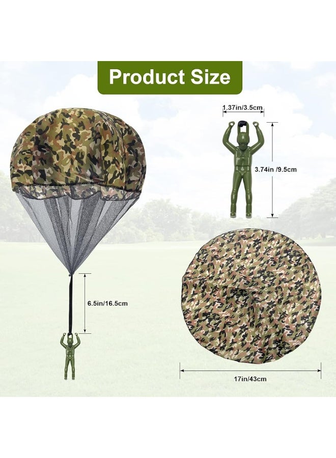 10 Pcs Parachute Toy, Camo Green Parachute Men Toy Tangle Free Throwing Hand Throw Outdoor Flying Gifts Paratrooper Toy No Battery nor Assembly Required