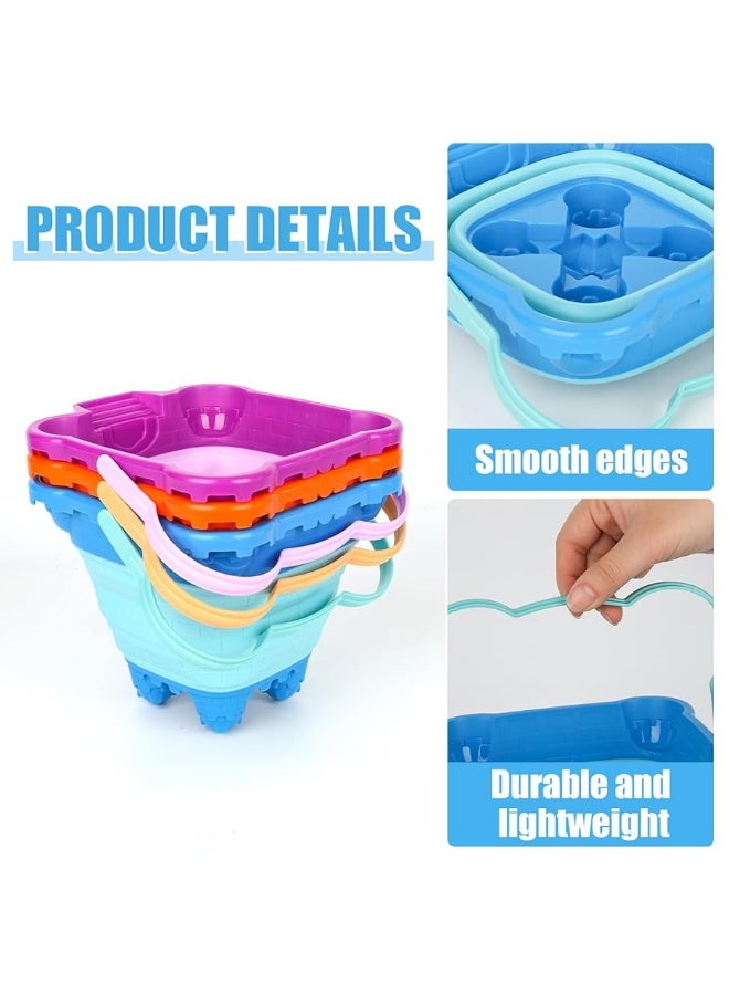 FUTUREPLUSX 3PCS Collapsible Sand Bucket Foldable Castle Pails Buckets Sand Castle Building Kit Sand Castle Molds Beach Toys Camping Gear Travel Sand Toys Sandbox Toys for Toddlers Kids