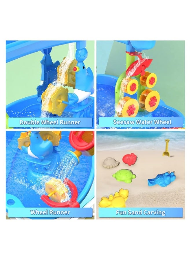 TEMI Toddler Water Table  Kids Sand and Water Table  3Tier Outdoor Water Play Table Toys for Toddlers Kids  Water Sensory Tables Summer Beach Toys for Outside Backyard for Kids Age 3 4 5 6 7 8