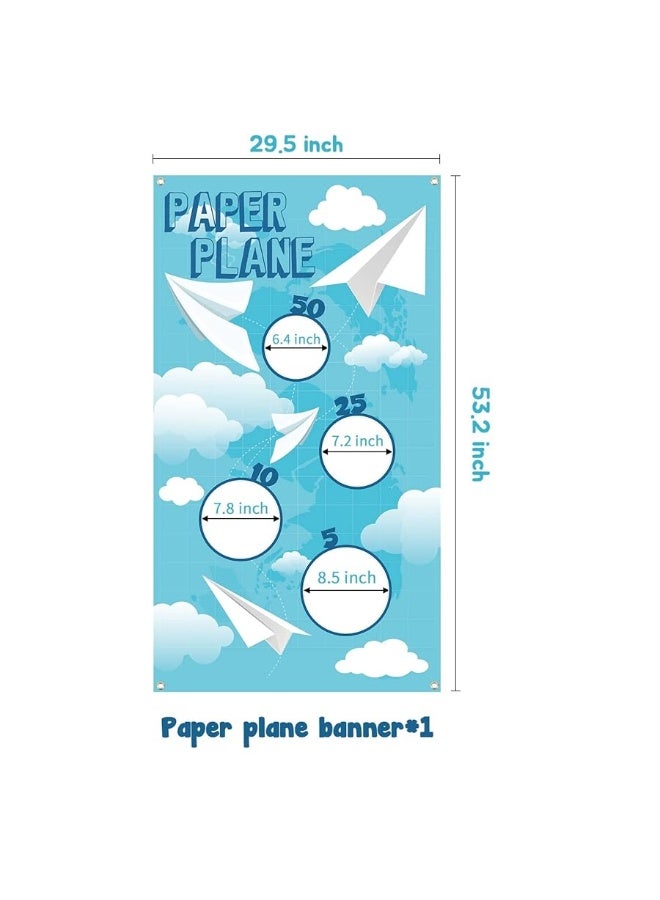 Paper Plane Toss Game Banner, Throwing Target Banner for Glider Airplane, Fun Add-on Toys for Flying Paper Plane, Outdoor Sport Activity for Kids, Airplane Theme Birthday Party Decoration