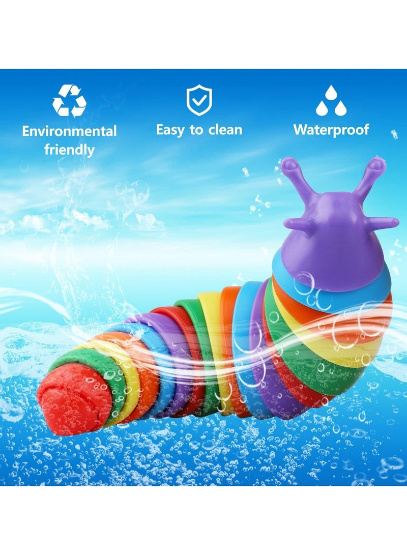 4 Pack Rainbow Slug Sensory Fidget Toys, Stress Relief Caterpiller Sensory Toy for Kids, Autism Slug Sensory Fidget Toys Pack Bulk for Toddlers Kids