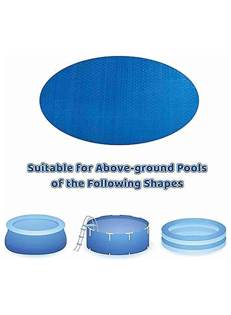 Solar Pool Cover, Round Solar Swimming Pool Cover with Drawstring, Thick Solar Film Cover for Water Heating, 457cm/15ft,Blue