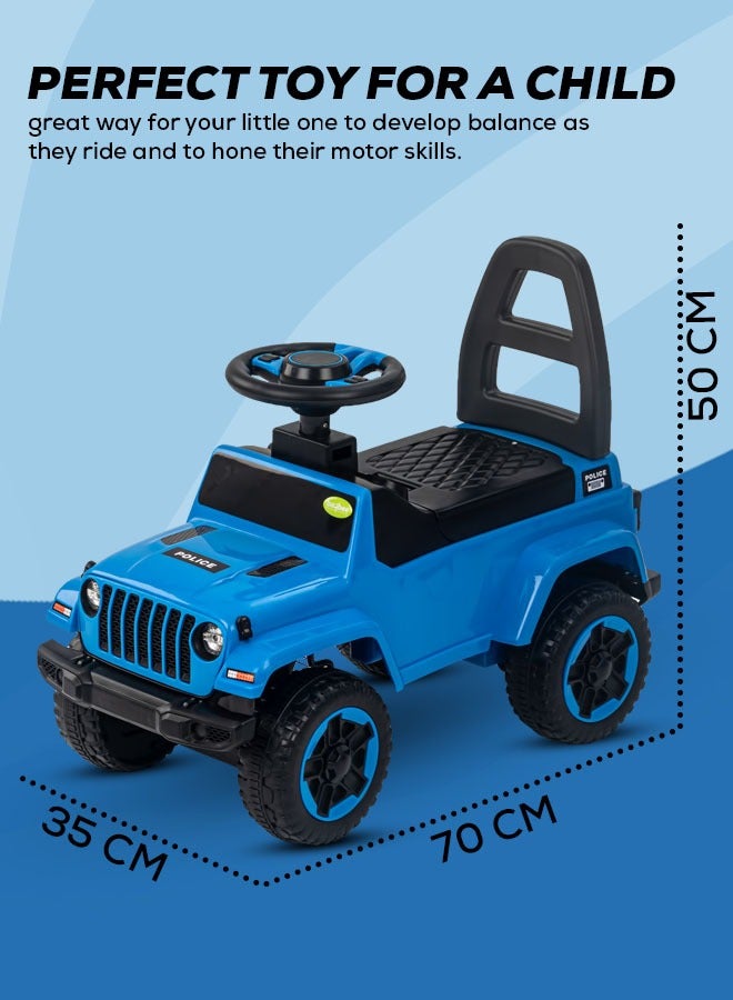 Baybee Raven Ride on Car for Kids, Ride on Push Car with Music Button Kids Car with Storage & High Backrest Ride on Toy Push Ride on Car for Kids Baby Toddlers 1 to 3 Years Boy Girl Blue