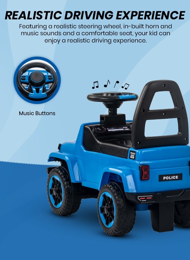 Baybee Raven Ride on Car for Kids, Ride on Push Car with Music Button Kids Car with Storage & High Backrest Ride on Toy Push Ride on Car for Kids Baby Toddlers 1 to 3 Years Boy Girl Blue