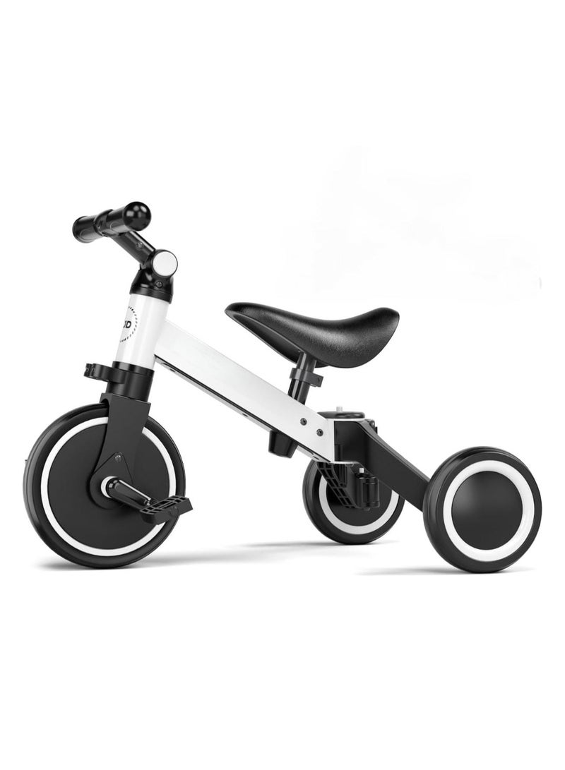 Kids Bike with Adjustable Handle 3 Modes for Different Ages, Foldable Wheels, Safety Buckle, Golden Triangle Structure, Toddler & Children’s Balance Bike with Easy Fold Button