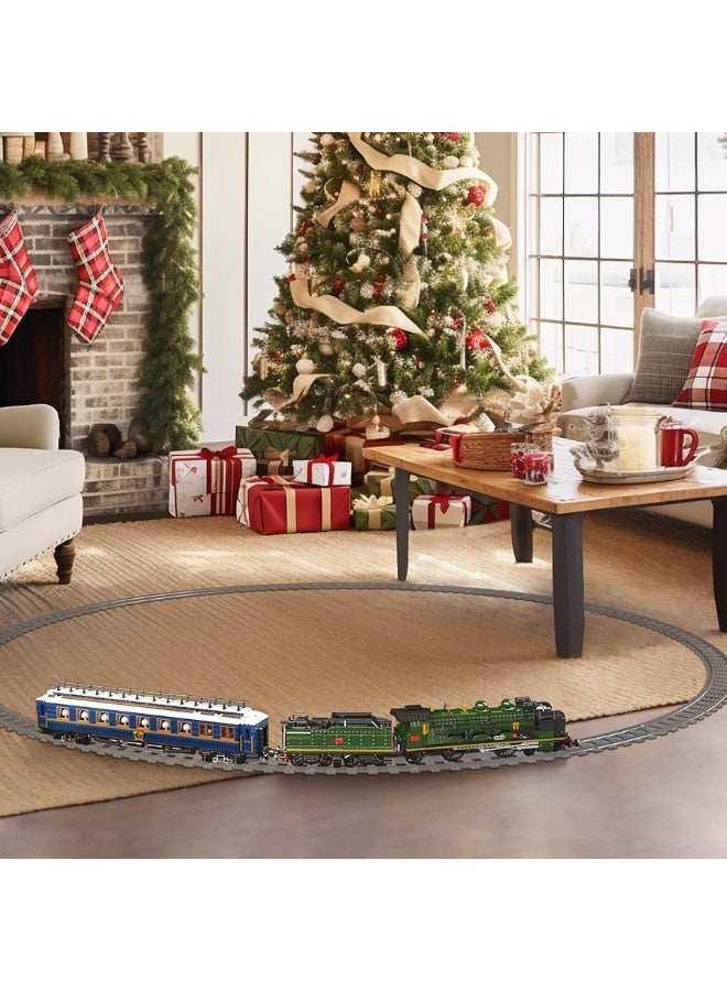 Mould King 12025 Train Building Toy, Steam Locomotive Lighting Train Building Blocks Set with LED Light, RC Control Train with Motors and Tracks(3898 Pieces)