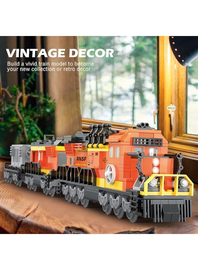 BRICK STORY City Cargo Train Building Set, BNSF Freight Trains Model, Steam Locomotive Train Building Blocks Toys, Gift Trains for Boys&Girls Kids Aged 8-14, 635 Pieces