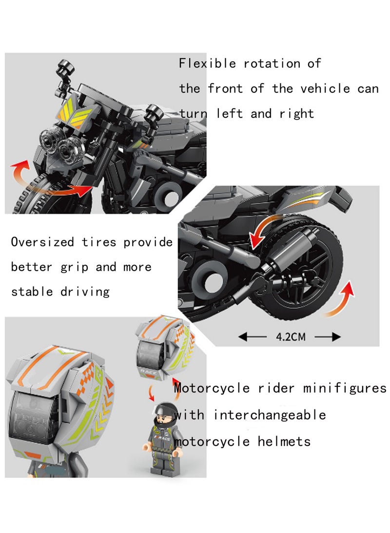 Sci-Fi Silver Motorcycle Model Set Building Blocks Creative Diy Simulation Collection Building Assembling Toys Children Adult Home Decoration