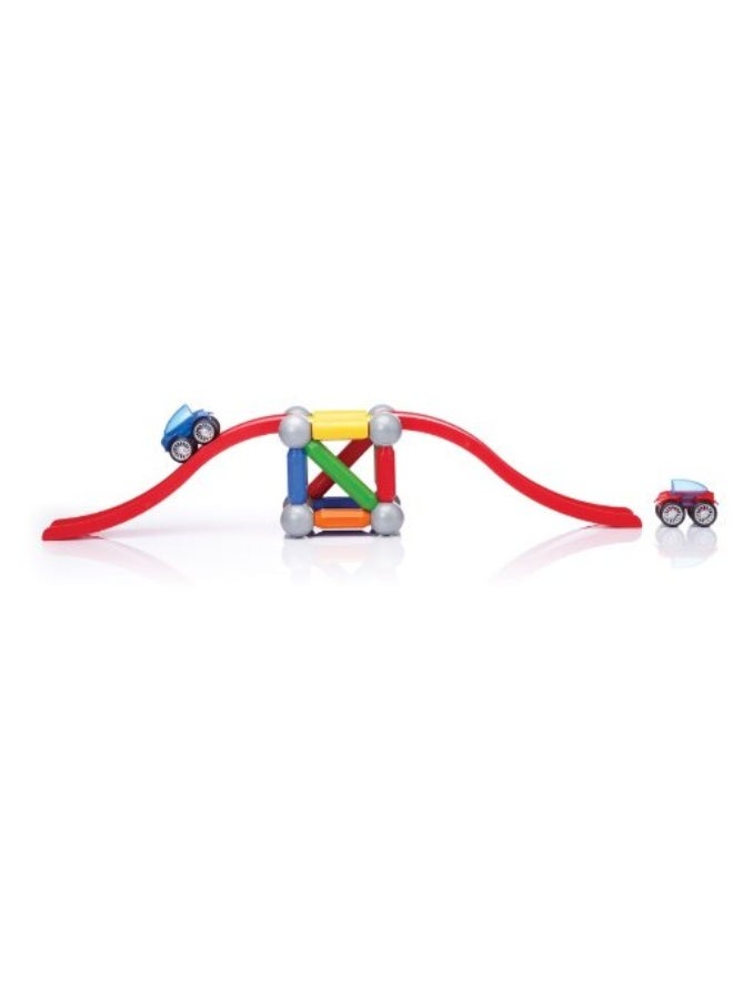 SmartMax Stunt Cars (Basic Stunt) STEM Magnetic Discovery Building Set with Moving Vehicles Featuring Safe, Extra-Strong, Oversized Building Pieces for Ages 3+