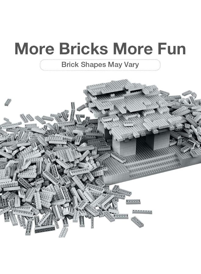 Lekebaby Building Bricks 1500 PCS Basic Building Blocks, Compatible with All Major Brands, Gray