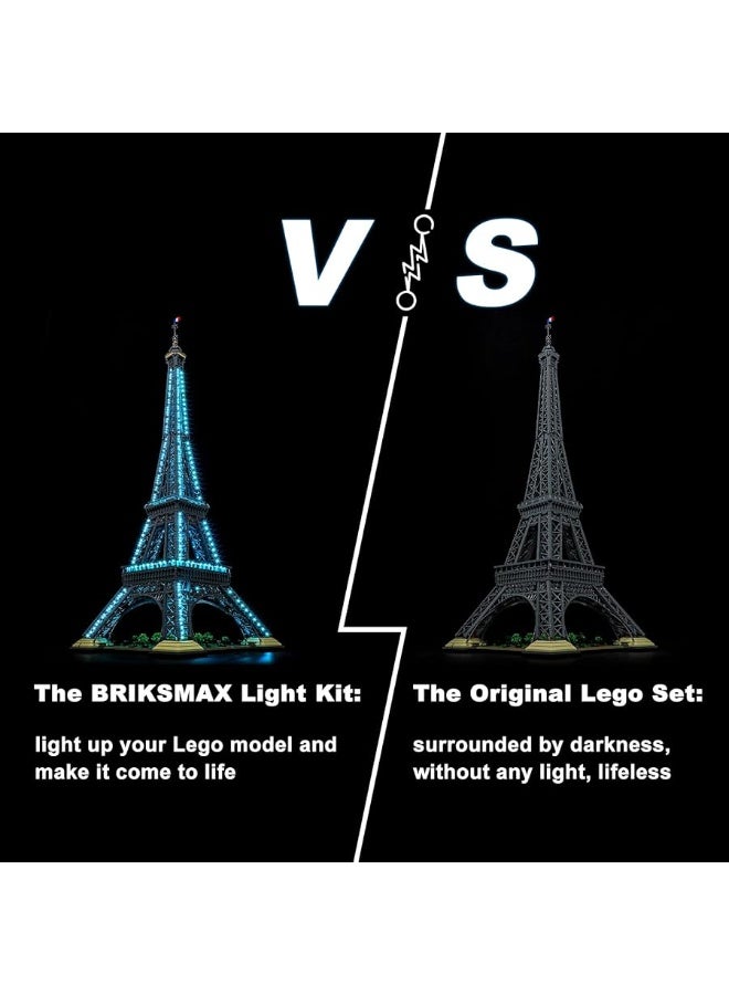 BRIKSMAX Led Lighting Kit for LEGO-10307 Eiffel Tower (Remote-Control Version)- Compatible with Lego Architecture Building Blocks Model- Not Include Lego Set